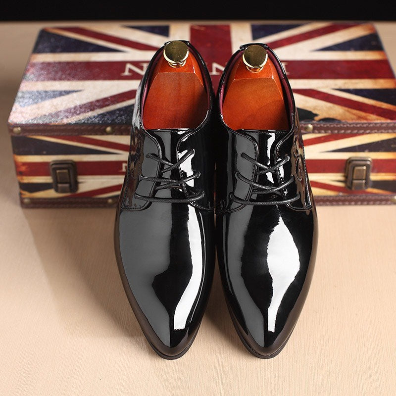 "Step Up Your Style: Sleek Black Leather Slip-On Shoes for the Modern Man"