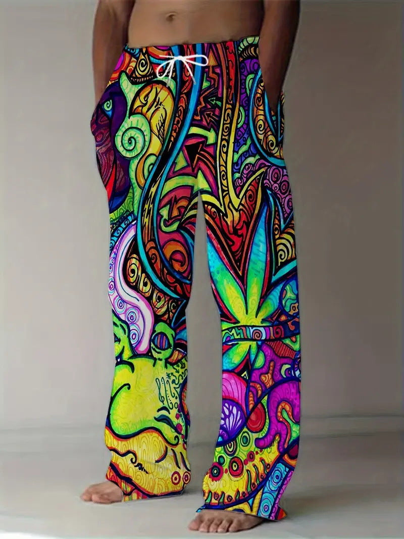 "Step Up Your Comfort Game: Digital Printing Casual Elastic Pants for Men"