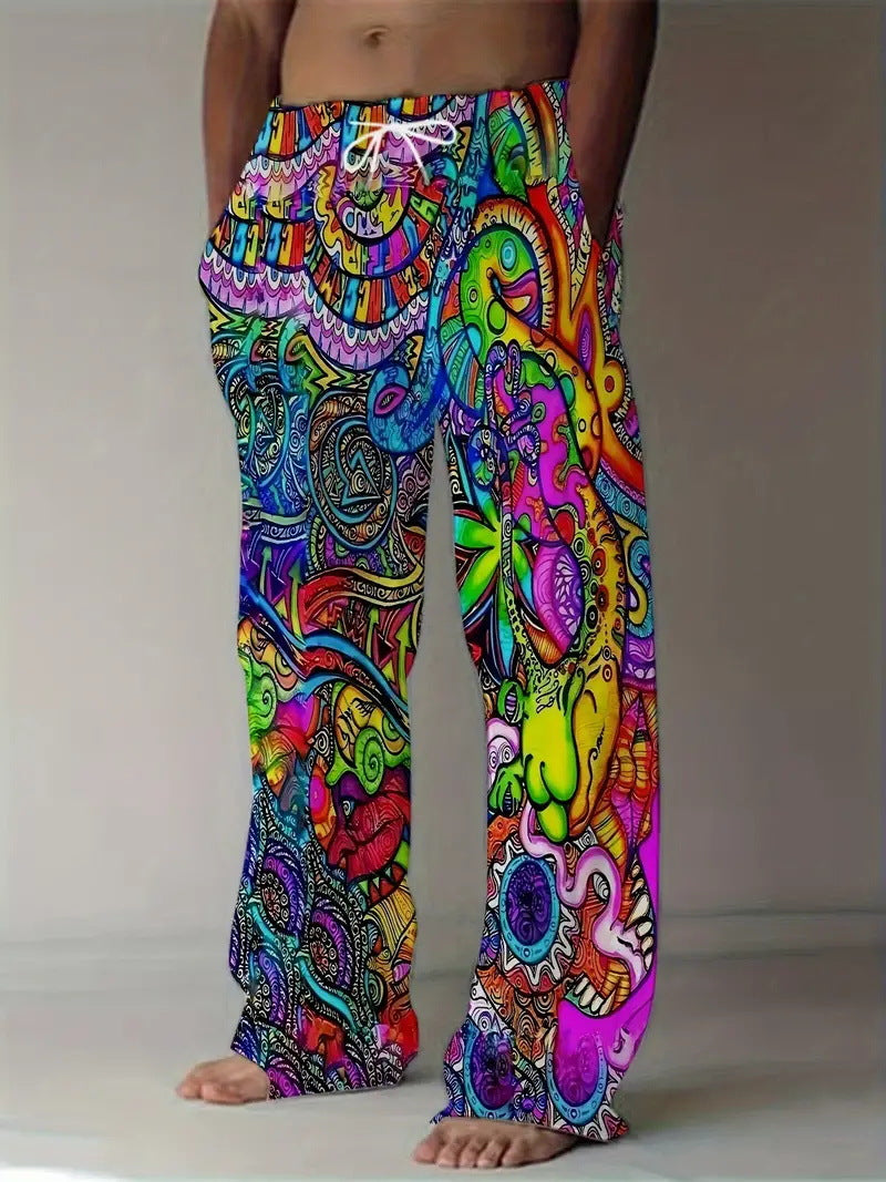 "Step Up Your Comfort Game: Digital Printing Casual Elastic Pants for Men"