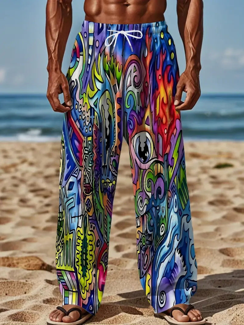 "Step Up Your Comfort Game: Digital Printing Casual Elastic Pants for Men"