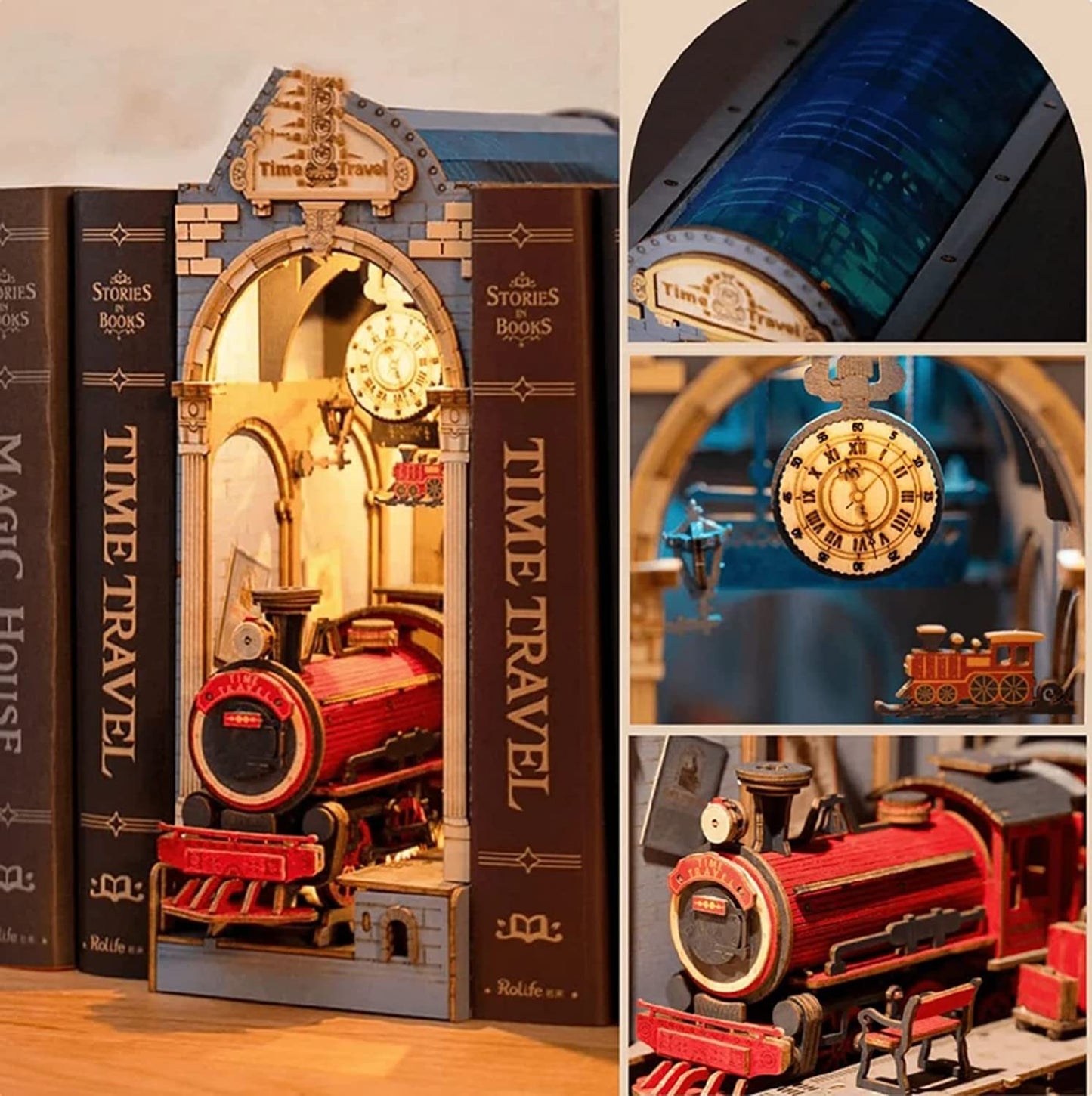Robotime Rolife Book Nooks Series Stories In Books 4 Kinds DIY Wooden Miniature House Furniture Sakura Densya TGB01 Dropshipping