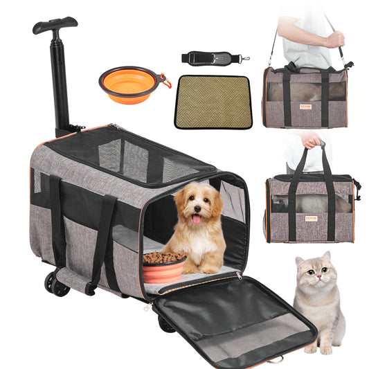 "Travel in Style and Comfort—VEVOR Cat Carrier with Wheels for Your Furry Companion!"