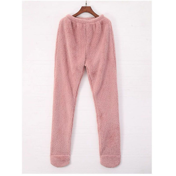 Women Coral Fleece Socks Leggings Winter Warm Sleepwear Ankles Knees Guard Women Home Pants Thick Pajamas Pant