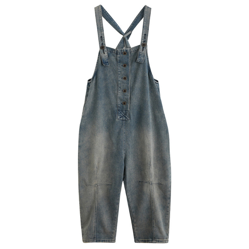 Women's Fat Sister Casual Nostalgic Denim Overalls